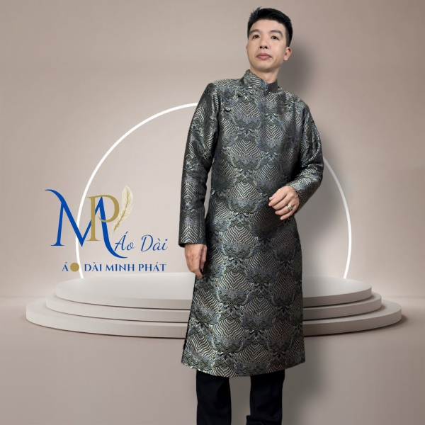 Áo Dài Cách Tân Nam Chất Liệu Gấm 2 Da Cao Cấp Với Hoạ Tiết Nổi Bật Và Sang Trọng
