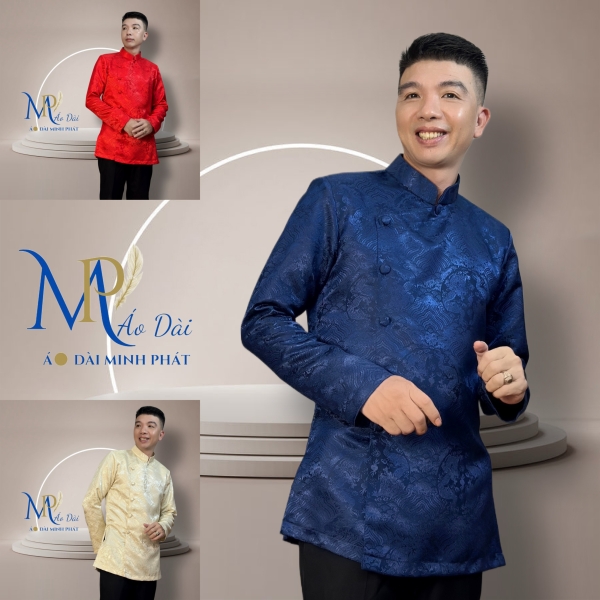 Áo Dài Cách Tân Nam Dáng Ngắn Form Vest – Gấm Cao Cấp, Hoa Văn Tinh Tế MPG1010