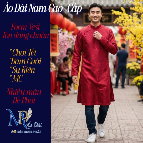 Áo Dài Cách Tân Nam Chất liệu Gấm cao cấp Nhiều màu có Big Size  MPG1009