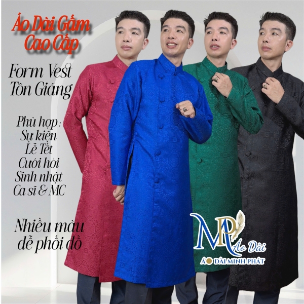 Áo Dài Cách Tân Nam Chất liệu Gấm cao cấp Nhiều màu có Big Size 2